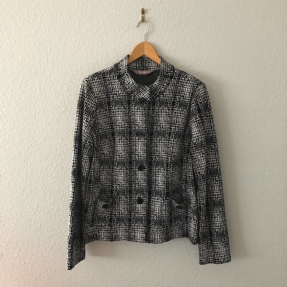TanJay Black & White Casual Dress Jacket Coat